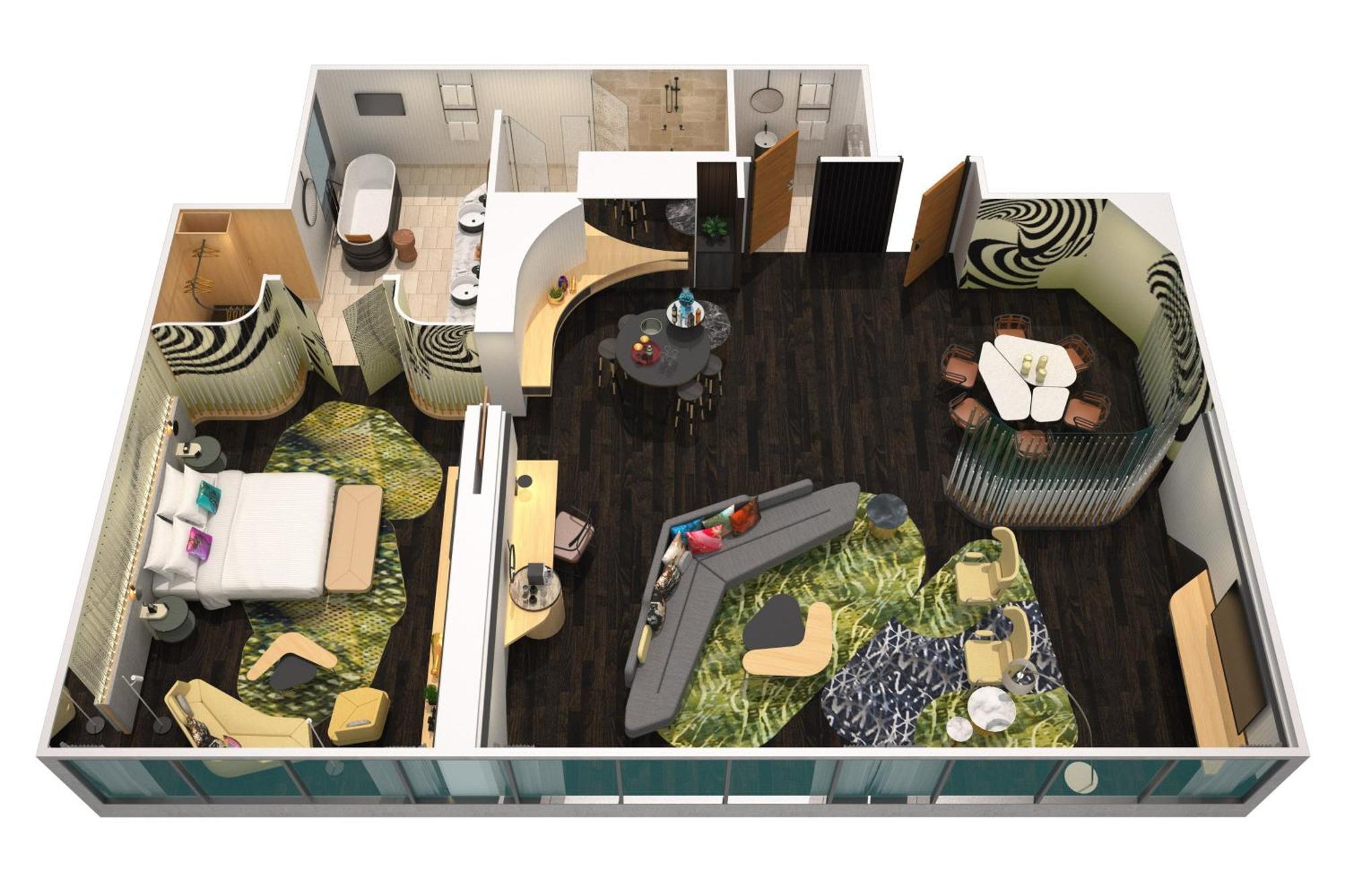 Hotel W Brisbane Extérieur photo 3D floor plan of a suite